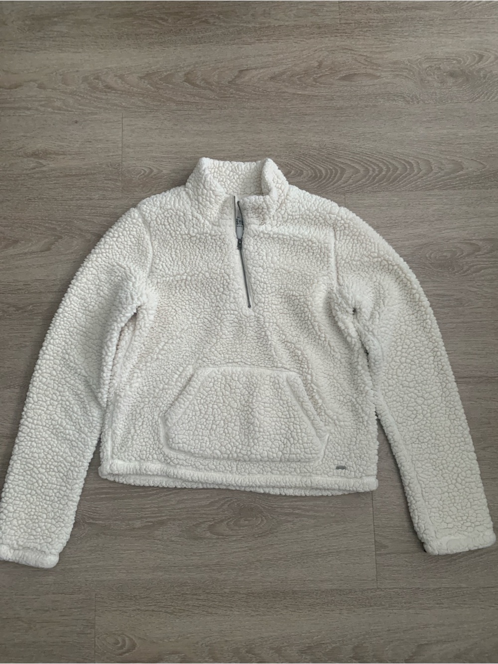 Hollister White Sherpa Quarter Zip Size M